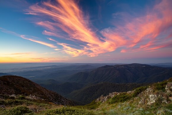 Sunset over Mt Buller, Australia.