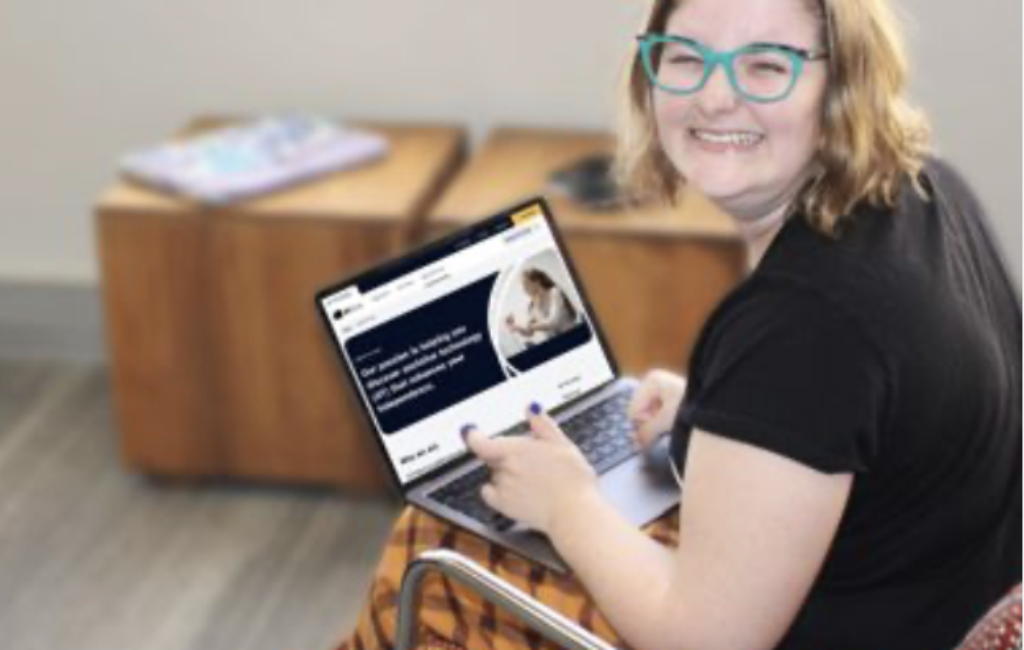Woman learning about assistive technology