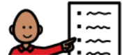 Drawing of a person pointing to a list of rules.