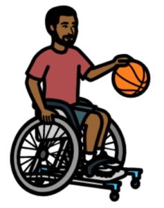 Man in a wheelchair playing basketball
